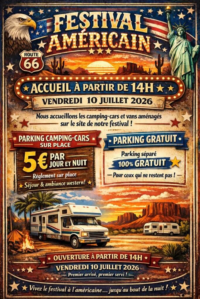 Affiche du camping à l'assault de l'amérique à Sainte Foy